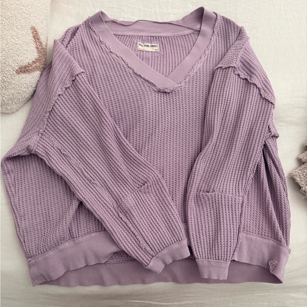Free People Lilac V-Neck Sweater